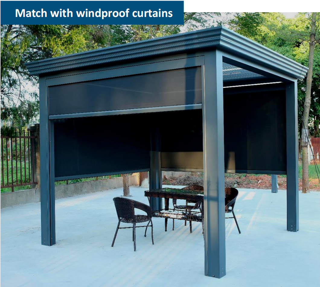 Aluminum Louvered Pergola Shade with Gutter-Match with windproof curtains /sqm